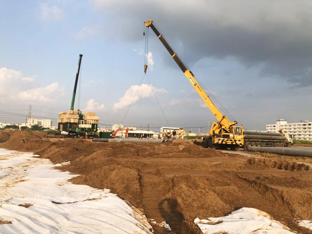 Thi công xử lý nền móng xây dựng hạ tầng kỹ thuật